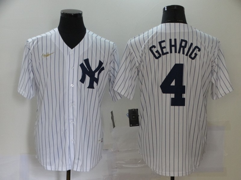 Men's New York Yankees Lou Gehrig #4 White Baseball Jersey